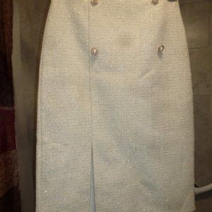 ✨ Classy Lined Elegant Pencil Skirt – Button Details & Metallic Accent ✨